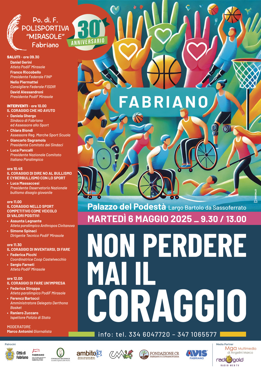 Convegno &quot;Non perdere mai il coraggio&quot; 6 maggio ore 9.30 Palazzo del Podestà